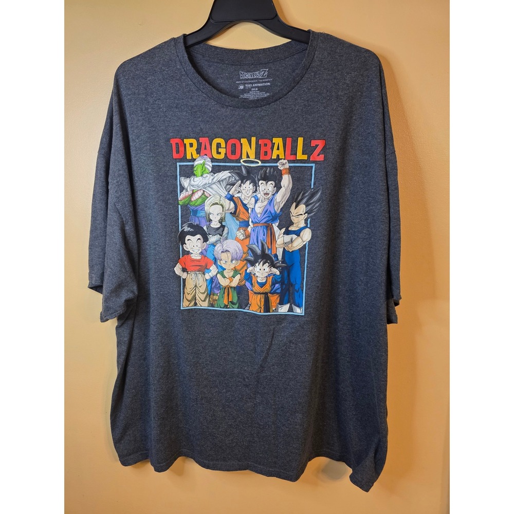 Dragon Ball Z Mens Graphic T-Shirt Charcoal Gray Anime Goku Vegeta Size 5XLB